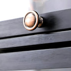 Rectangular Black Bamboo Wood Display Cabinet with Doors