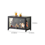 Rectangular Black Bamboo Wood Display Cabinet with Doors