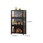 Rectangular Black Bamboo Wood Display Cabinet with Doors