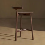 Natural Tripod Ash Wood Fabric Armless Bar Stool