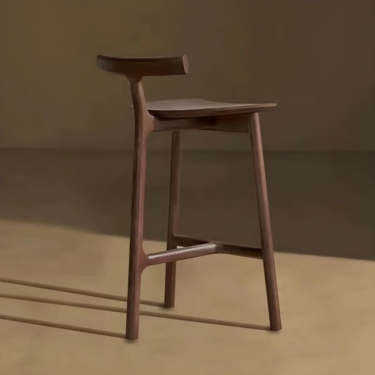 Natural Tripod Ash Wood Fabric Armless Bar Stool