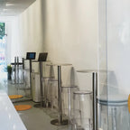 Industrial Silver Metal Pedestal Round Bar Tables