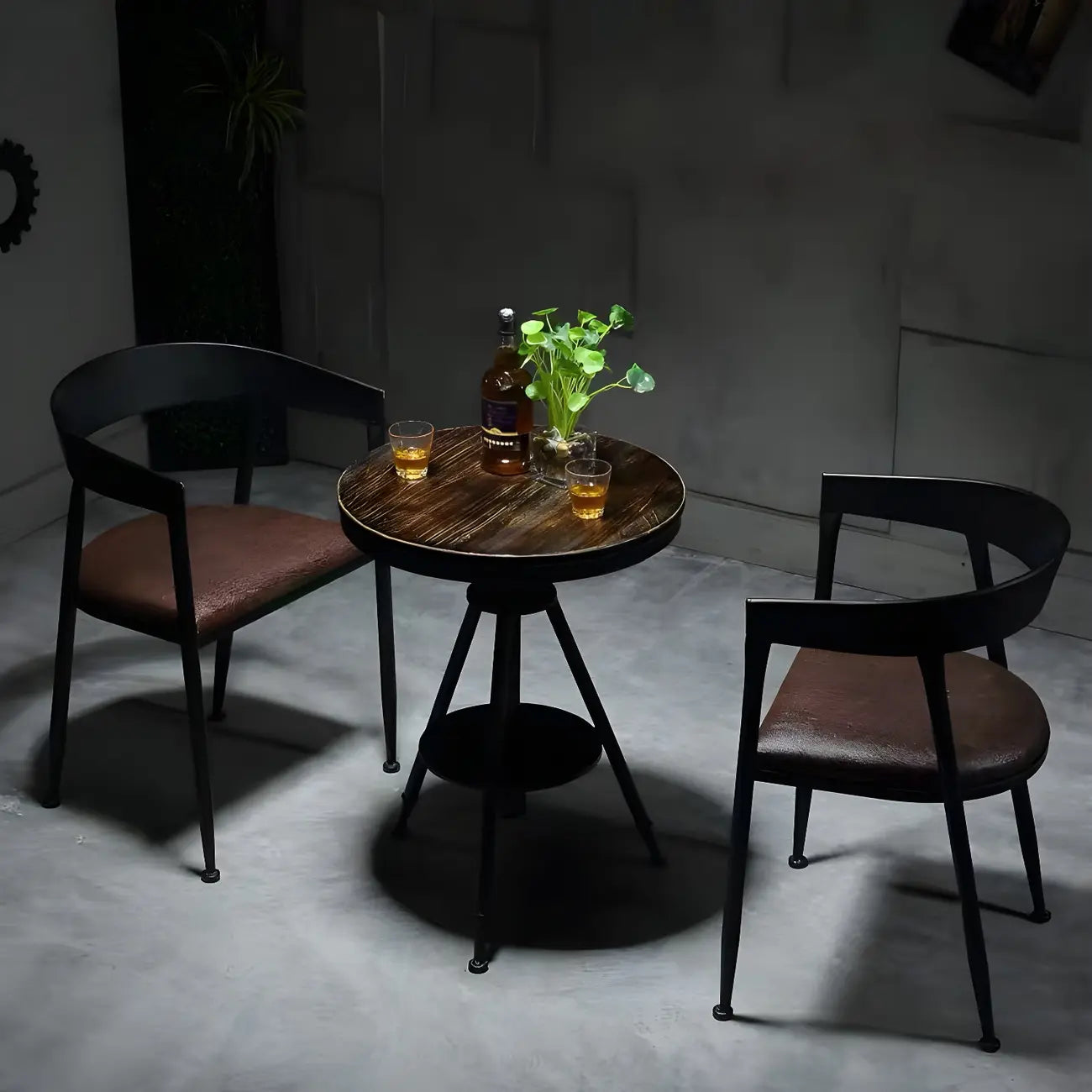 Industrial Adjustable Height Small Bar Table Wood Table Top
