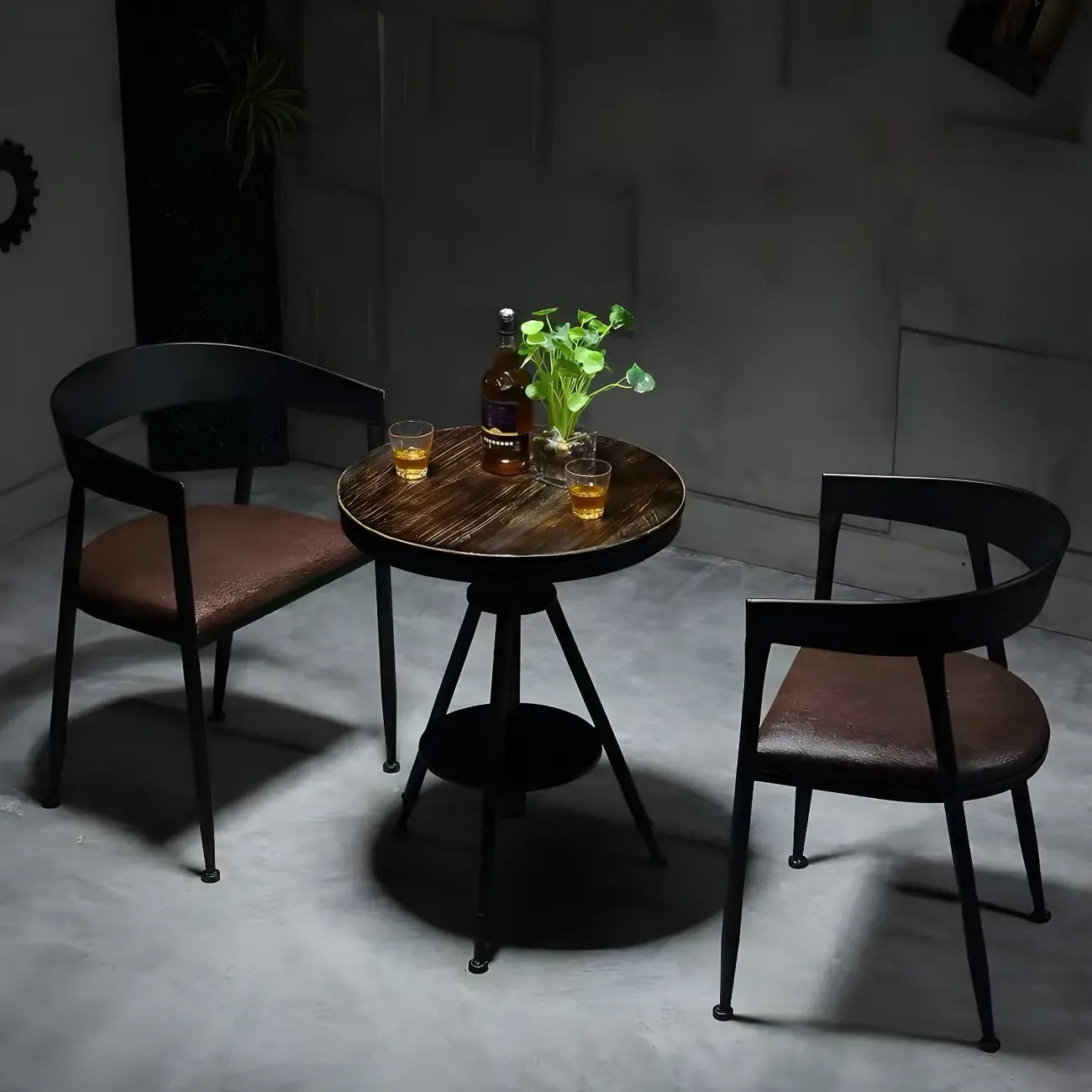 Industrial Adjustable Height Small Bar Table Wood Table Top