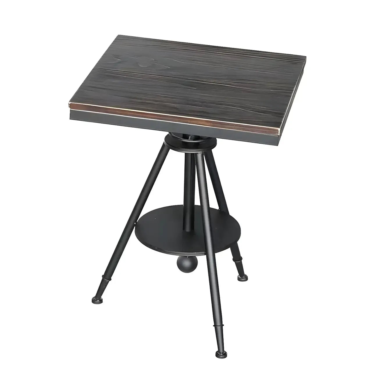 Industrial Adjustable Height Small Bar Table Wood Table Top