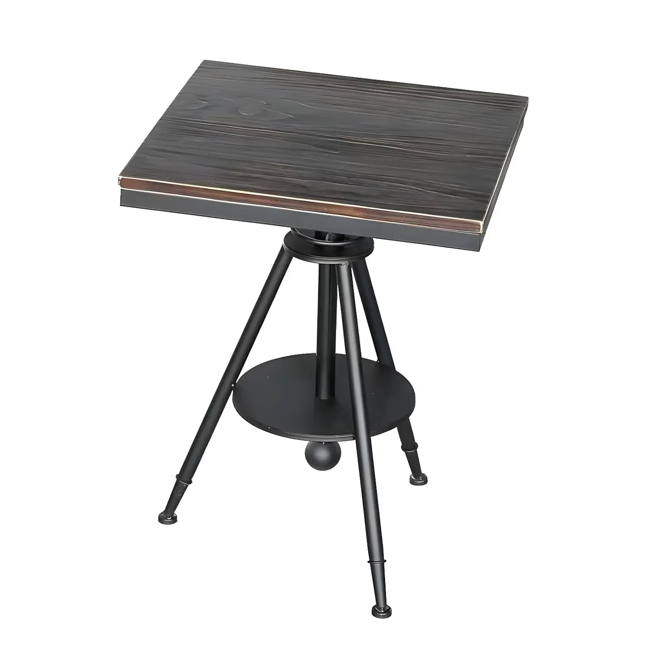 Industrial Adjustable Height Small Bar Table Wood Table Top