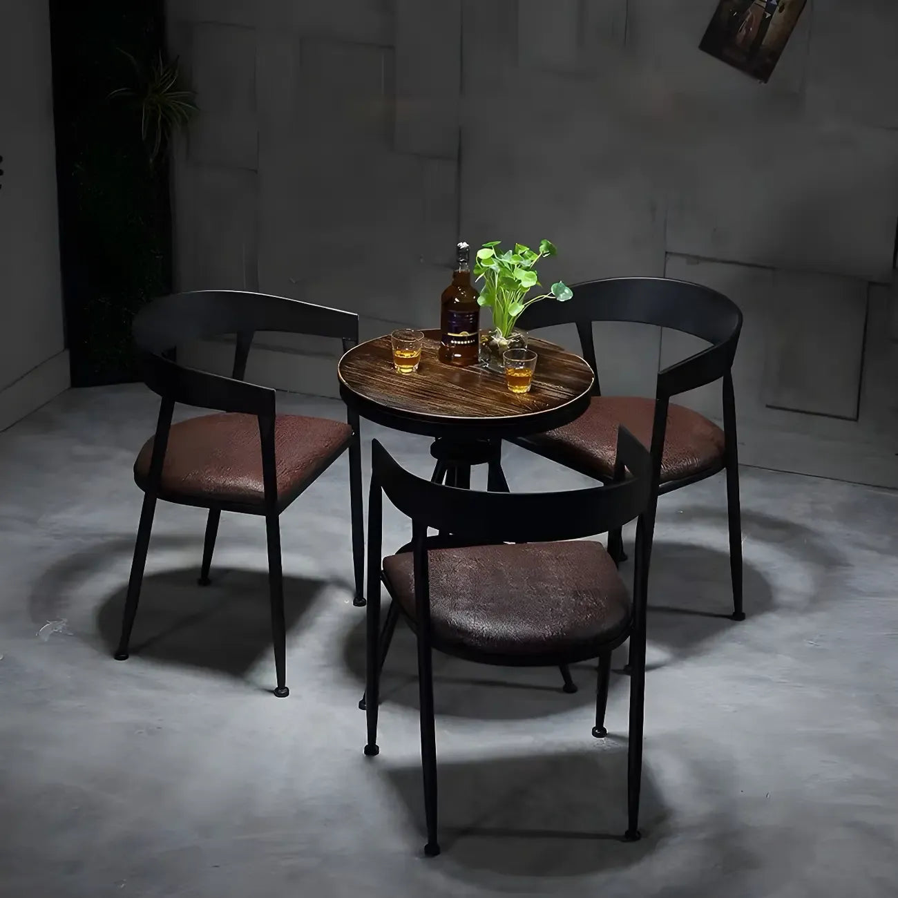 Industrial Adjustable Height Small Bar Table Wood Table Top