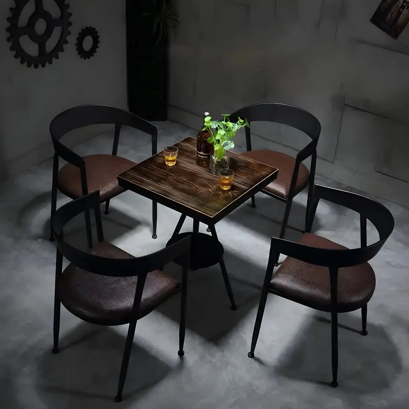 Industrial Adjustable Height Small Bar Table Wood Table Top