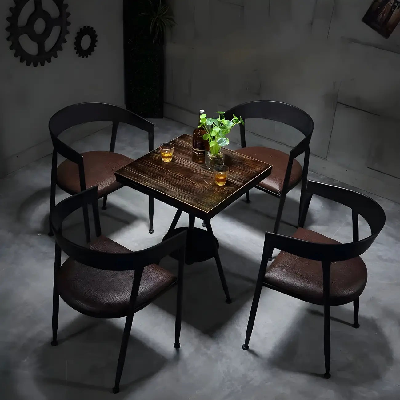 Industrial Adjustable Height Small Bar Table Wood Table Top