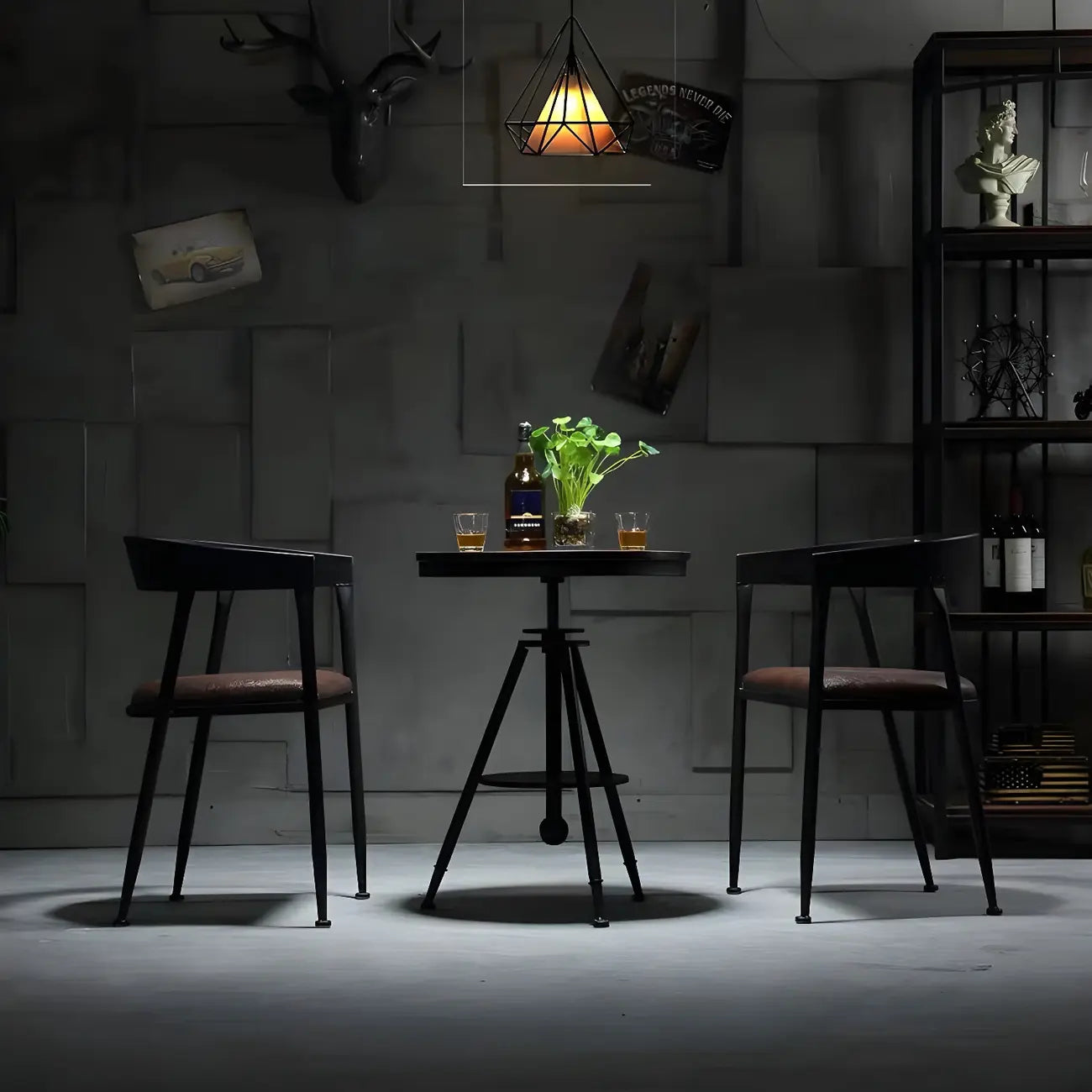 Industrial Adjustable Height Small Bar Table Wood Table Top