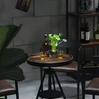 Industrial Adjustable Height Small Bar Table Wood Table Top