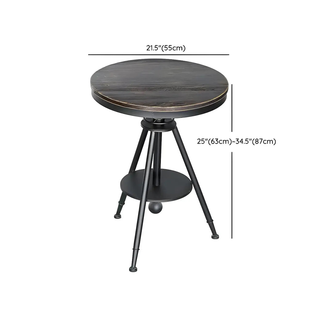 Industrial Adjustable Height Small Bar Table Wood Table Top