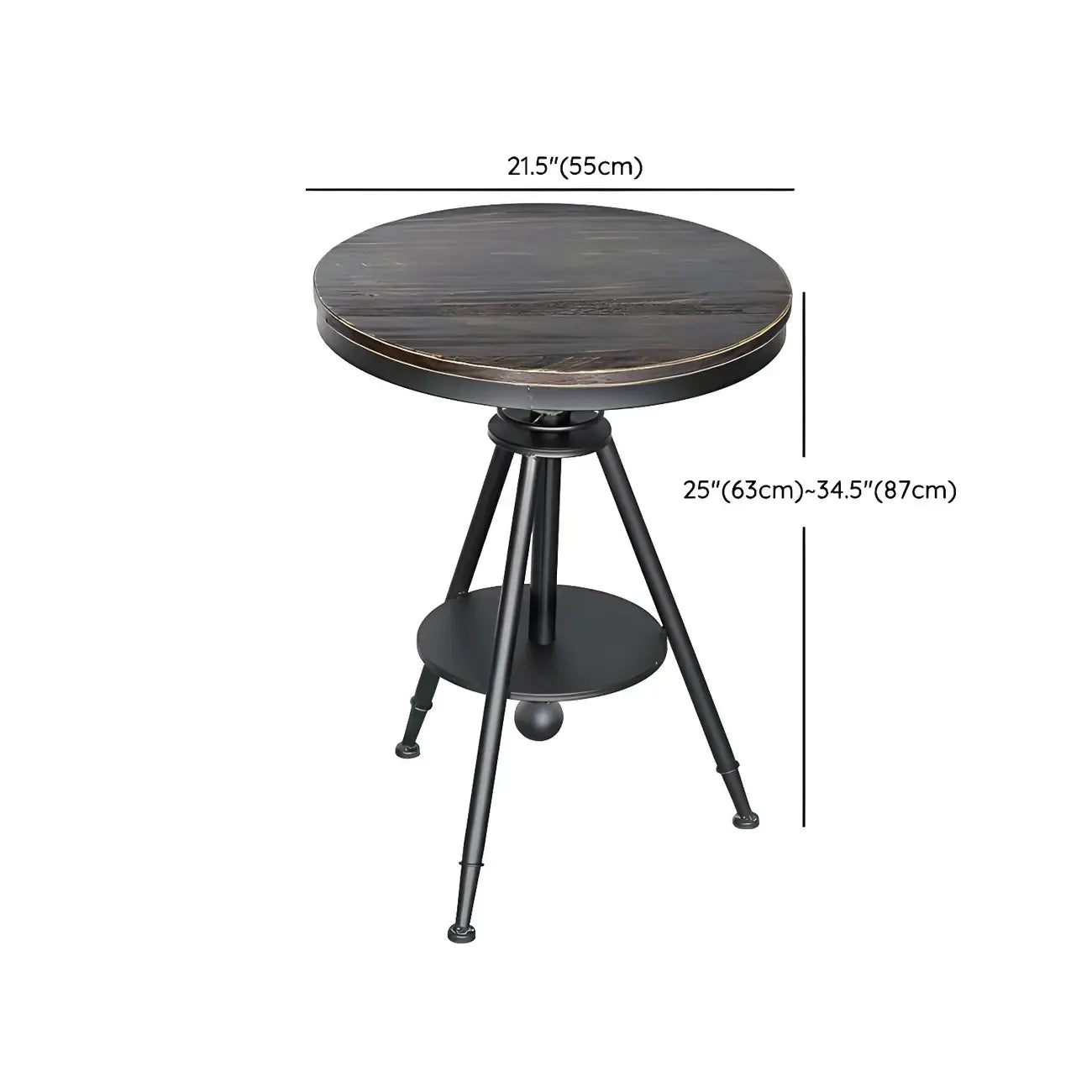 Industrial Adjustable Height Small Bar Table Wood Table Top