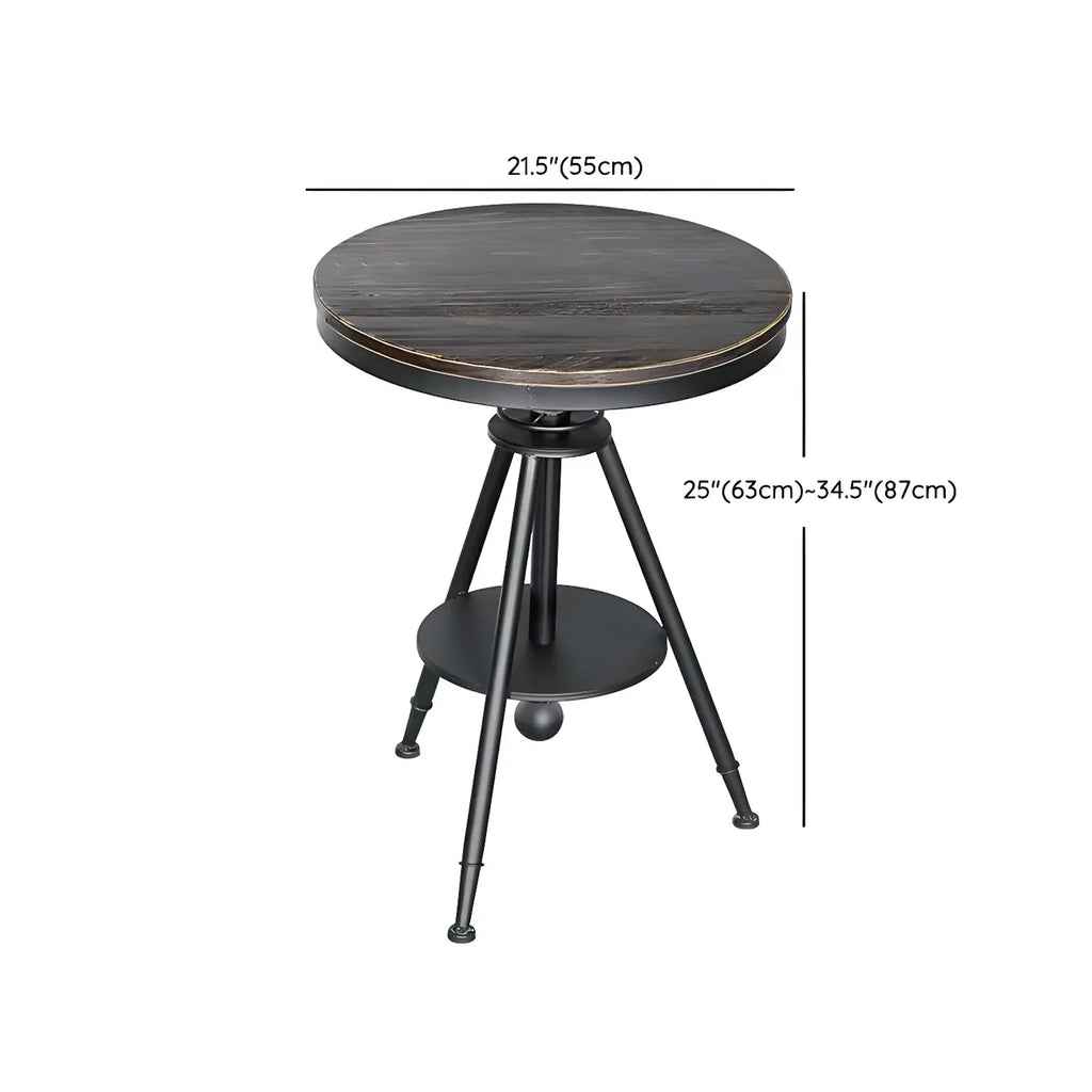 Industrial Adjustable Height Small Bar Table Wood Table Top