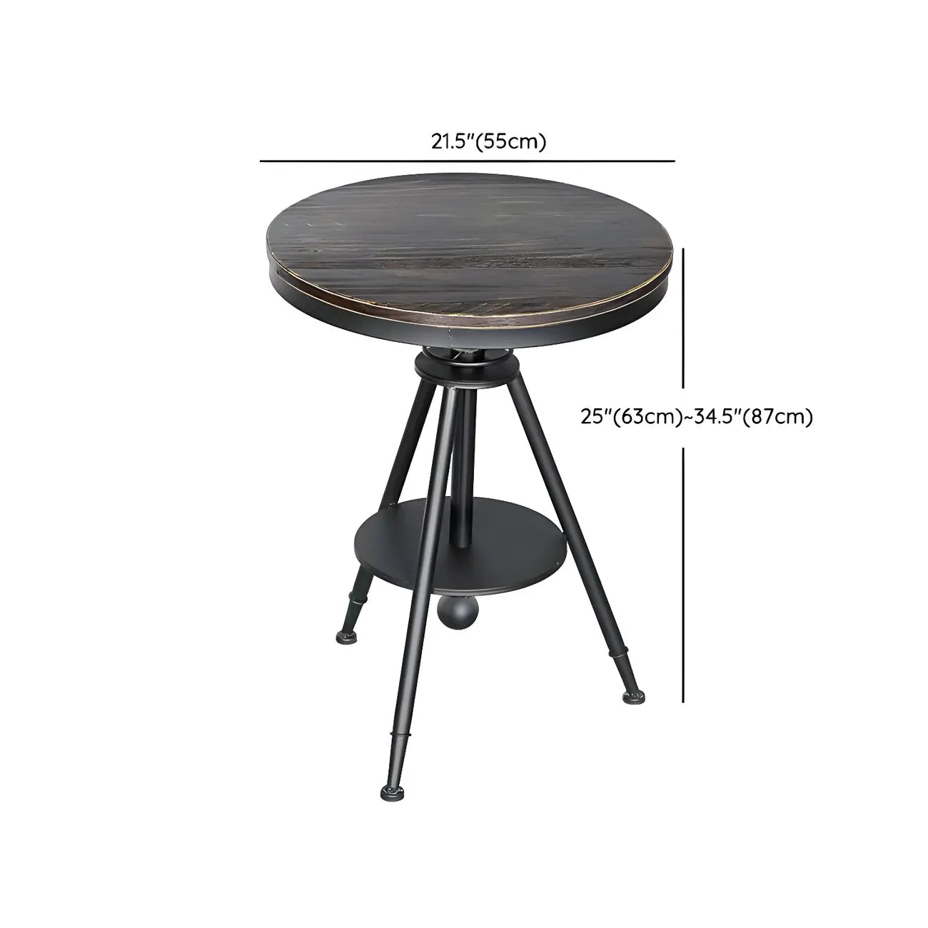 Industrial Adjustable Height Small Bar Table Wood Table Top