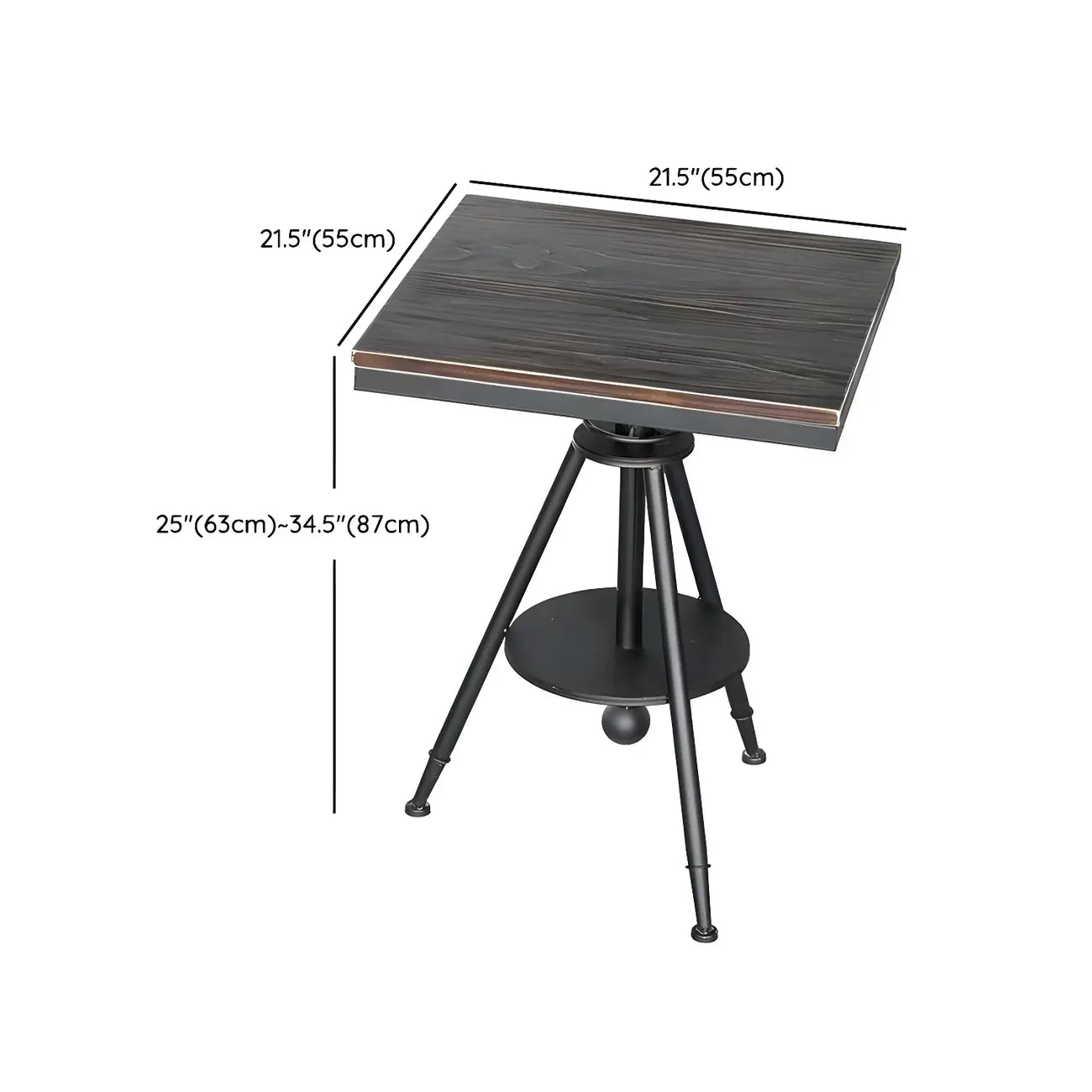 Industrial Adjustable Height Small Bar Table Wood Table Top