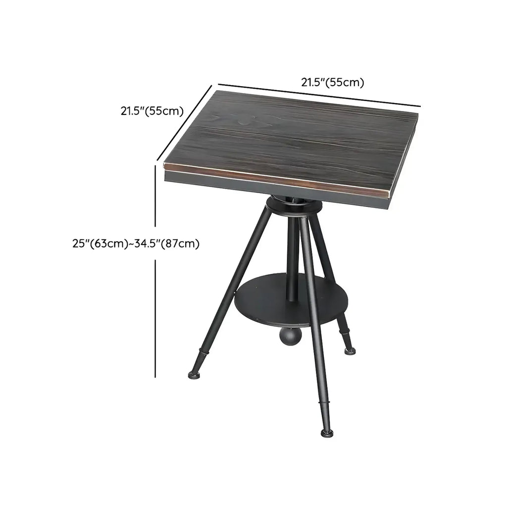 Industrial Adjustable Height Small Bar Table Wood Table Top
