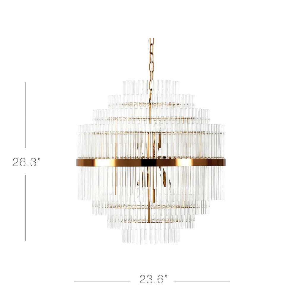 Modern Clear Glass Chandelier with Gold Finish