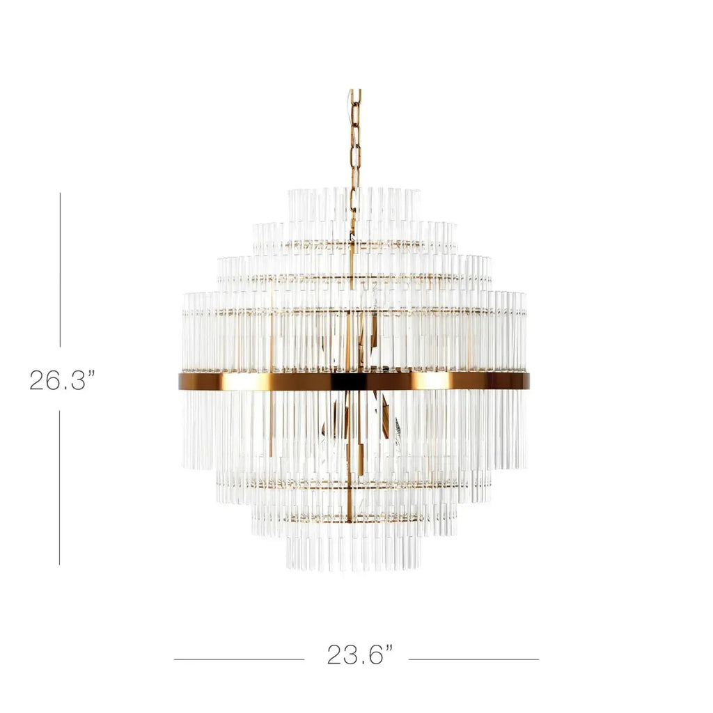 Modern Clear Glass Chandelier with Gold Finish