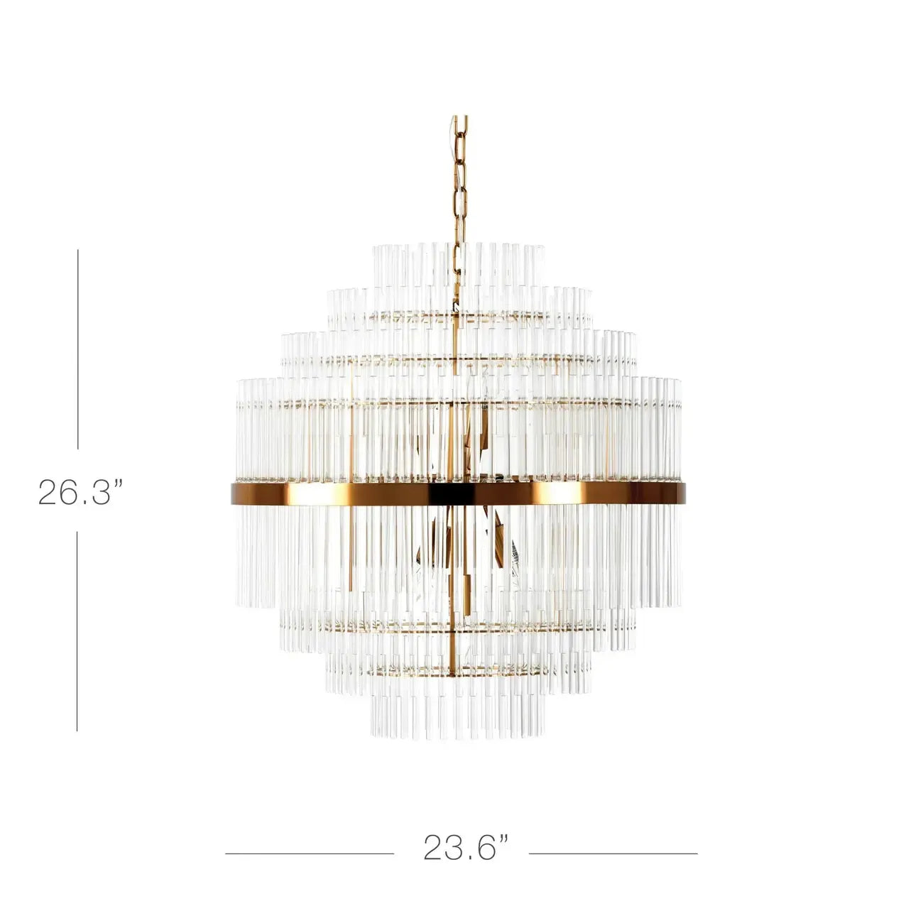 Modern Clear Glass Chandelier with Gold Finish